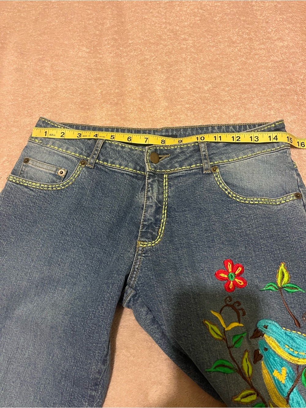 Boston Proper Embroidered Floral Bird Women's Jeans - Picture 7 of 8